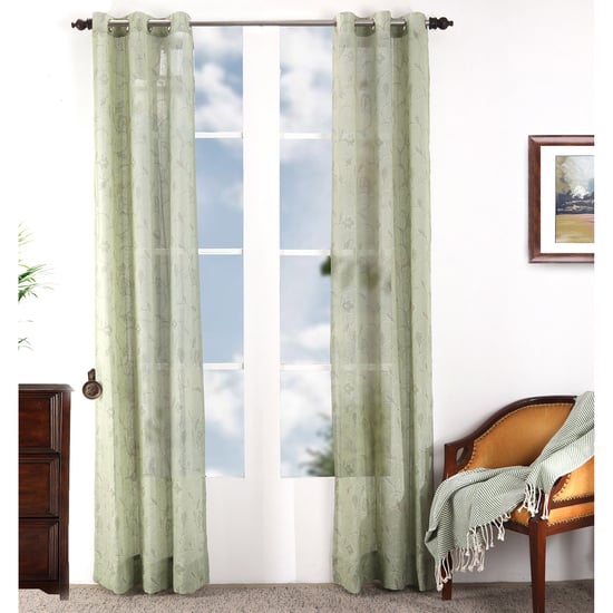 MASPAR Set of 2 Floral Print Light Filtering Door Curtains - 7.5ft (228cm)