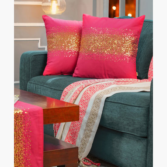 MASPAR Dazzle 4Pcs Cotton Sequinned Table Runner and Cushion Covers