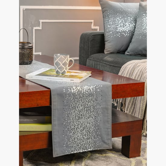 MASPAR Dazzle 4Pcs Cotton Sequinned Table Runner and Cushion Covers