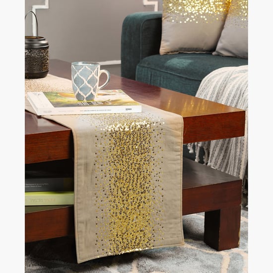 MASPAR Dazzle 4Pcs Cotton Sequinned Table Runner and Cushion Covers