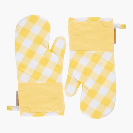 MASPAR Set of 2 Cotton Checked Oven Mitts