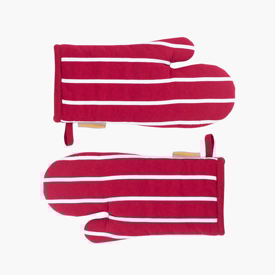 MASPAR Set of 2 Cotton Striped Oven Mitts