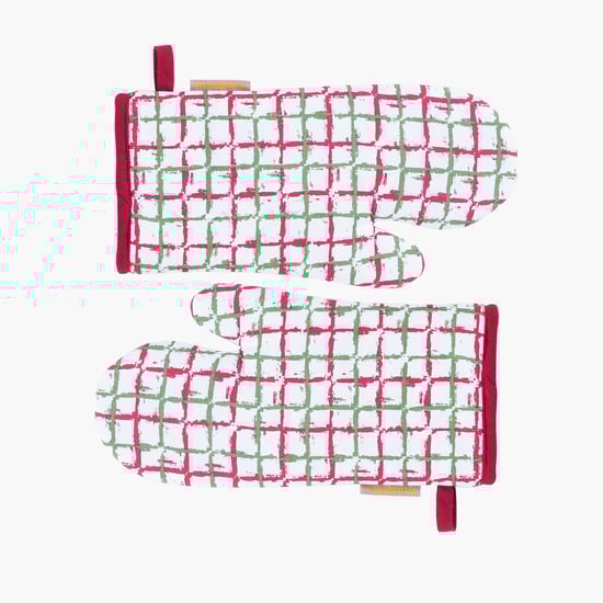 MASPAR Set of 2 Cotton Checked Oven Mitts