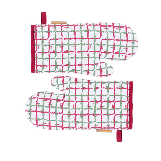 MASPAR Set of 2 Cotton Checked Oven Mitts
