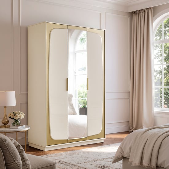 Alchemy 3-Door Wardrobe with Mirror - Gold