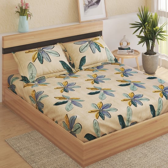 Corsica Microfibre Floral Printed 3Pcs Queen Bedsheet Set