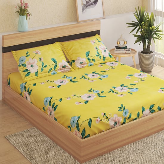 Corsica Microfibre Floral Printed 3Pcs Queen Bedsheet Set