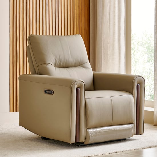 Malinda Half Leather 1-Seater Zero Gravity Electric Recliner - Taupe