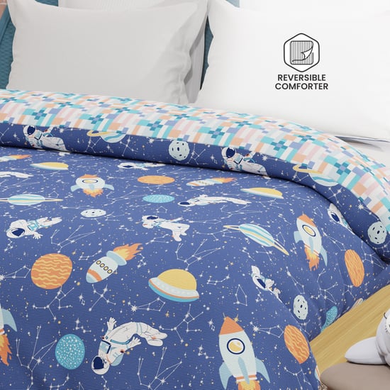 BOUTIQUE LIVING Kids Rock N Room Cotton Glow In the Dark Print Reversible Double Comforter