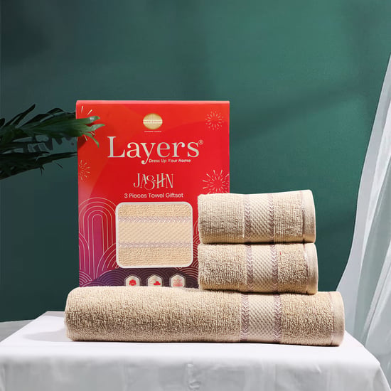 LAYERS Jashn Set of 3 Cotton Bath and Hand Towels