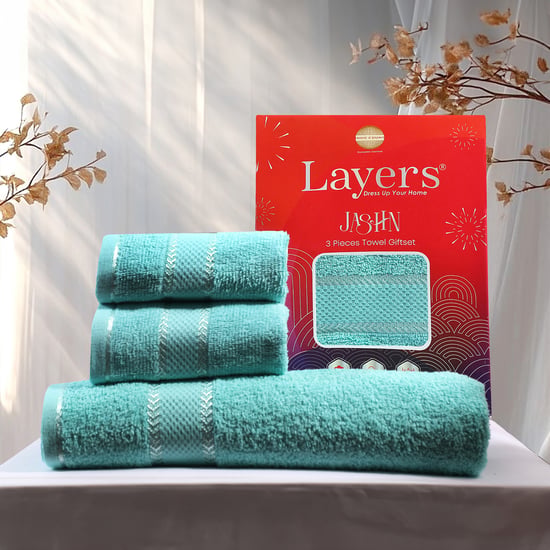 LAYERS Jashn Set of 3 Cotton Bath and Hand Towels