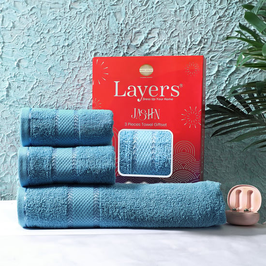 LAYERS Jashn Set of 3 Cotton Bath and Hand Towels