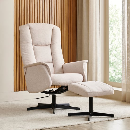 Seltos 1-Seater Swivel Manual Recliner with Footstool - Cream