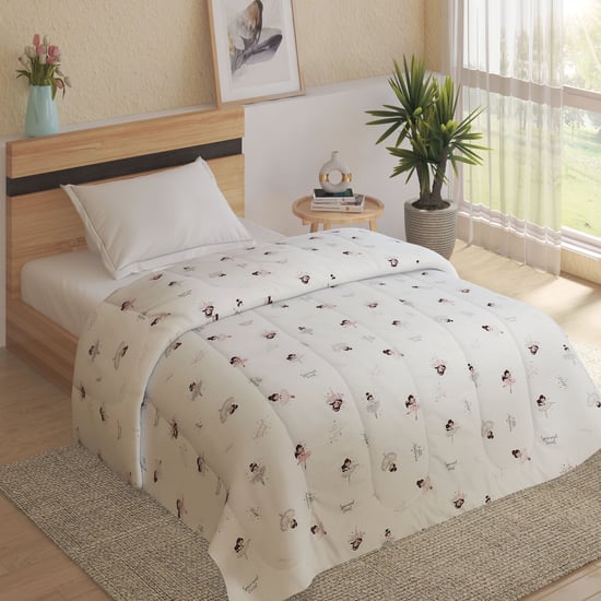 Corsica Slate Kids Cotton Ballerina Print Reversible Single Comforter