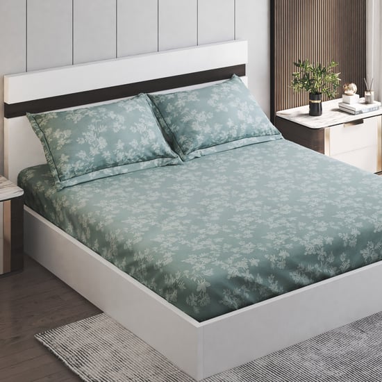 Corsica Ezra Eucal Cotton 144TC Floral Print 3Pcs Queen Bedsheet Set