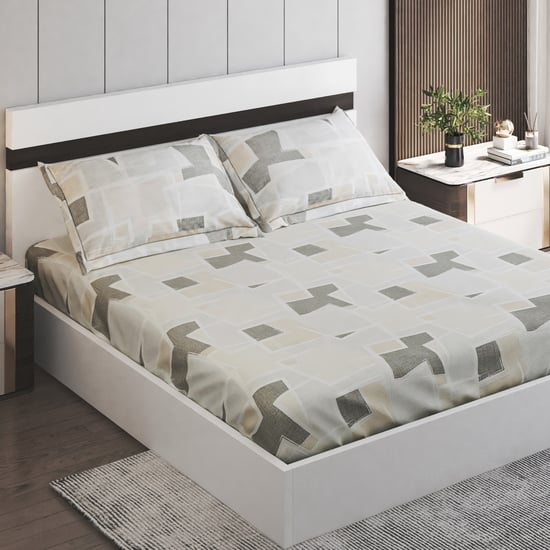 Corsica Mosaic Cotton 144TC Geometric Print 3Pcs Queen Bedsheet Set
