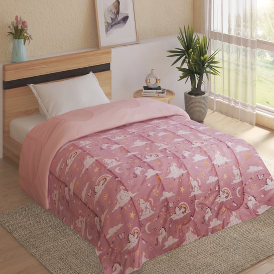 Slate Kids Cotton Unicorn Print Reversible Single Comforter