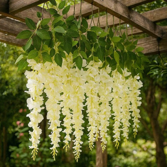 HOMESAKE Set of 12 Artificial Wisteria Hanging Flowers - 109.7cm