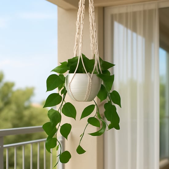 HOMESAKE Artificial Hanging Money Plant with Metal Pot