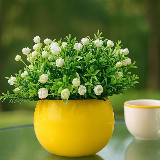 HOMESAKE Artificial Ice Italian Rose Potted Plant