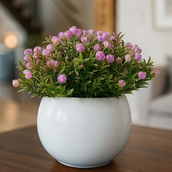 HOMESAKE Artificial Ice Italian Rose in Metal Pot