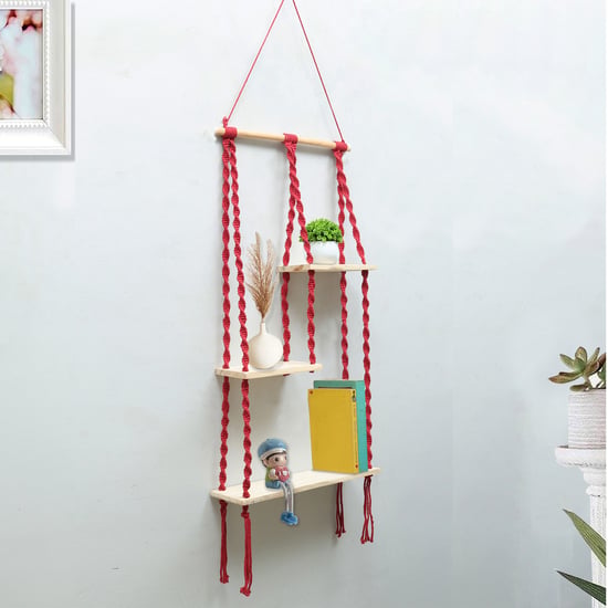 HOMESAKE Solid Wood 3-Tier Wall Hanging Shelf