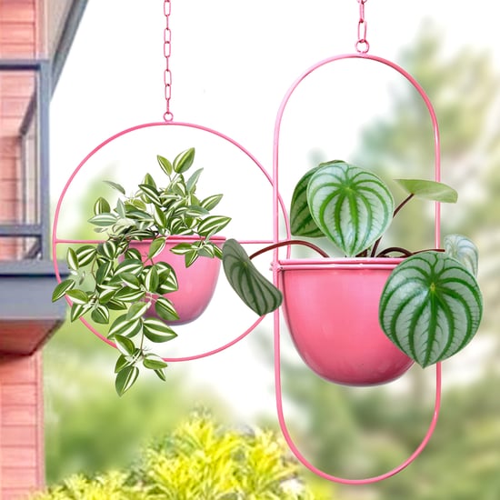 HOMESAKE Set of 2 Metal Hanging Planters