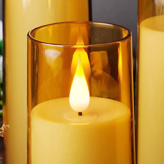 HOMESAKE Set of 3 LED Pillar Candles with Holders