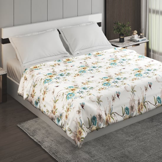 Frosty Floral Print Double Blanket