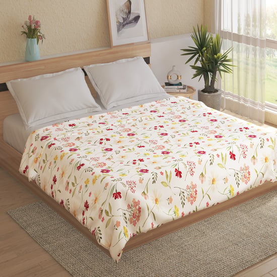 Frosty Floral Print Double Blanket