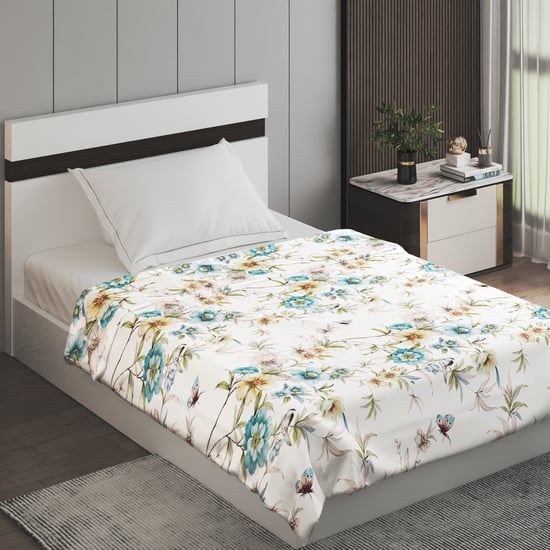 Frosty Floral Print Single Blanket