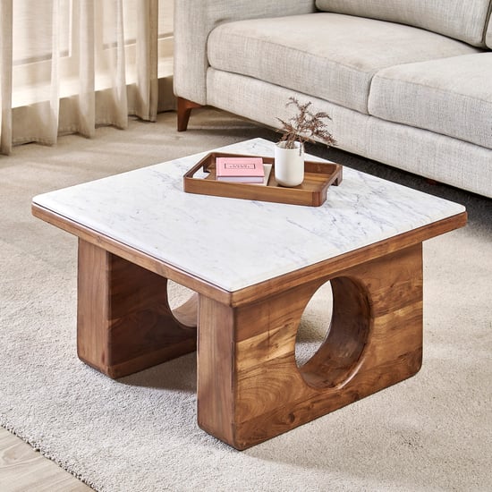Globe Marble Top Coffee Table - Brown