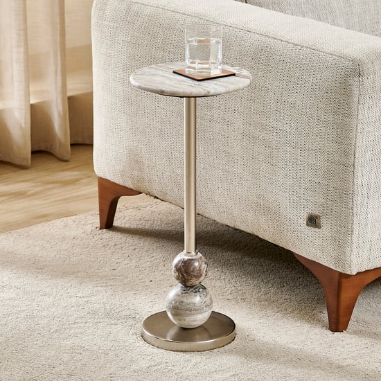 Ariel Marble Top Accent Table - White