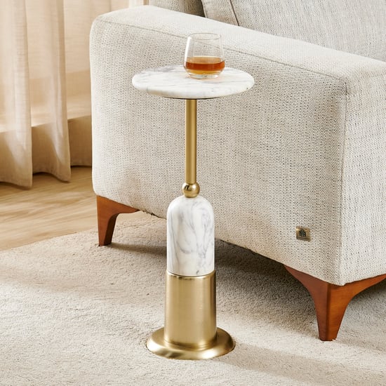 Cami Marble Top Accent Table - White
