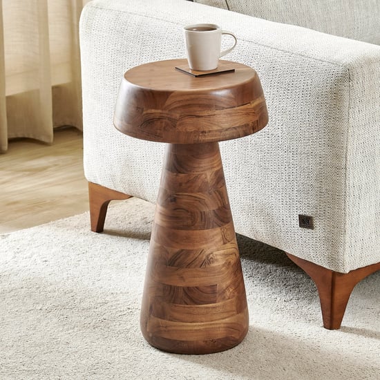 Globe Solid Wood Accent Table - Brown