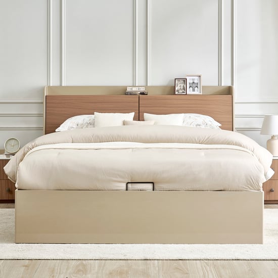 Ivy Willa King Bed with Hydraulic Storage - Walnut