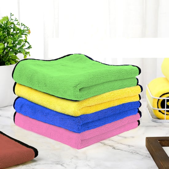 LUXE HOME Set of 4 Microfiber Car Cleaning Cloths