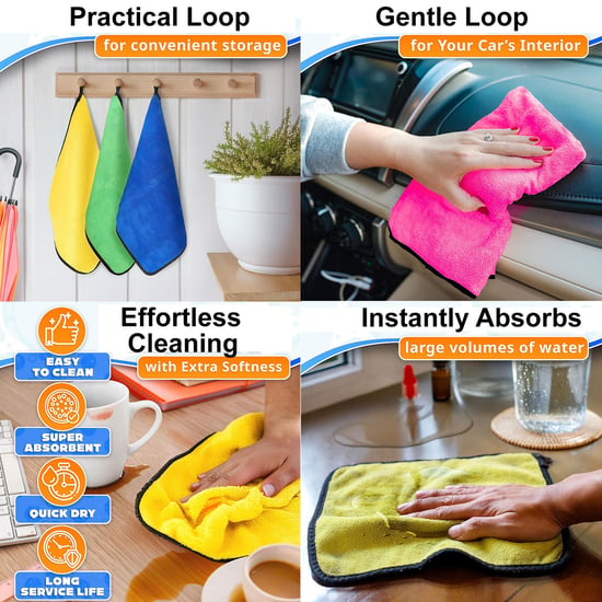LUXE HOME Set of 12 Microfiber Cleaning Cloths