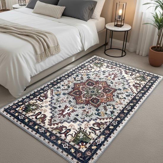 LUXE HOME Cotton Ethnic Print Carpet - 152.4x91.44cm