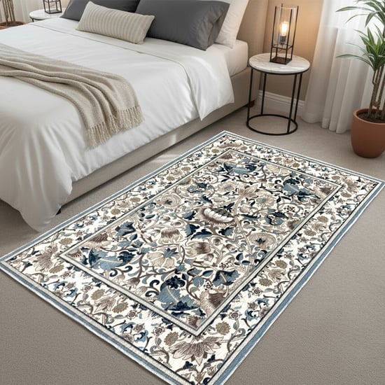 LUXE HOME Cotton Floral Print Carpet - 152.4x91.44cm