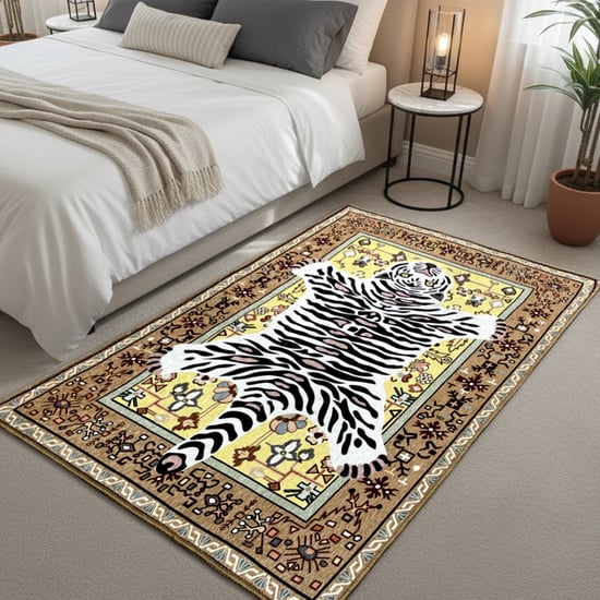 LUXE HOME Cotton Tiger Print Carpet - 152.4x91.44cm