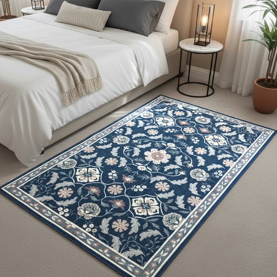 LUXE HOME Cotton Floral Print Carpet - 152.4x91.44cm