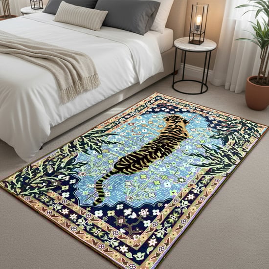 LUXE HOME Cotton Tiger Print Carpet - 152.4x91.44cm