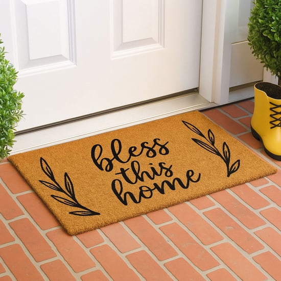 LUXE HOME Coir Typographic Print Anti-Slip Doormat - 71x45cm