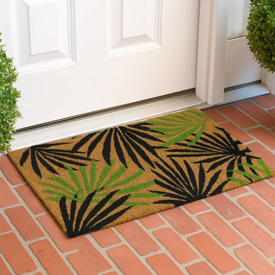 LUXE HOME Coir Leaf Print Anti-Slip Doormat - 71x45cm