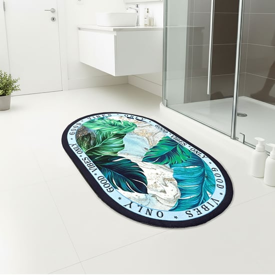 LUXE HOME Rubber Floral Print Anti-Slip Bath Mat - 58.4x35.5cm