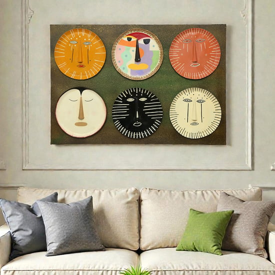 VEDAS Mystical Indian Eros Metal Faces Wall Accent