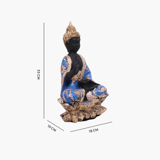 VEDAS Mystical Indian Polyresin Buddha On Flower Figurine - Medium