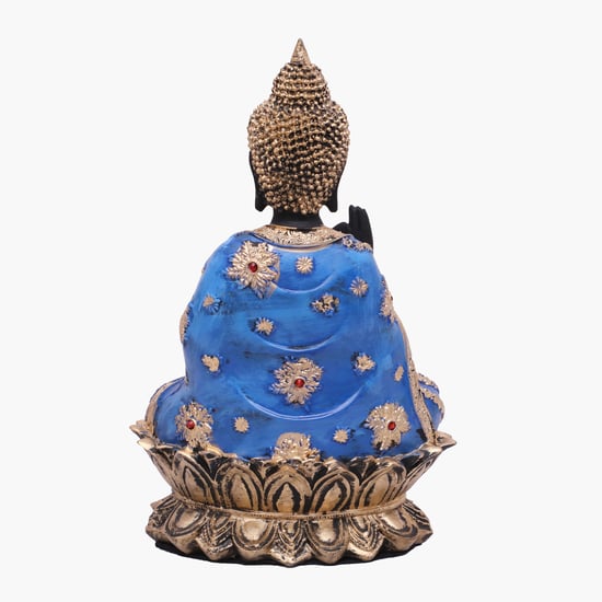 VEDAS Mystical Indian Polyresin Buddha On Flower Figurine - Medium