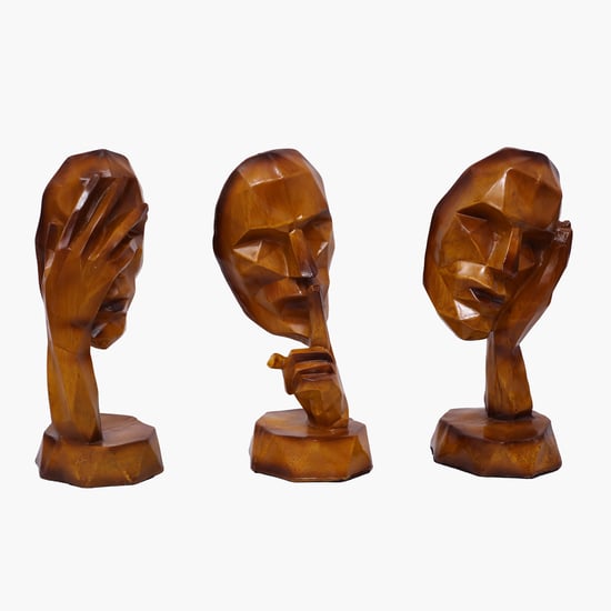 VEDAS Mystical Indian Polyresin Set of 3 Diamond Face Figurines